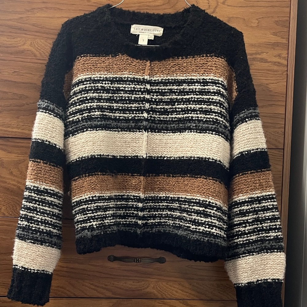 Saltwater LUXE Black and Brown Striped Sweater